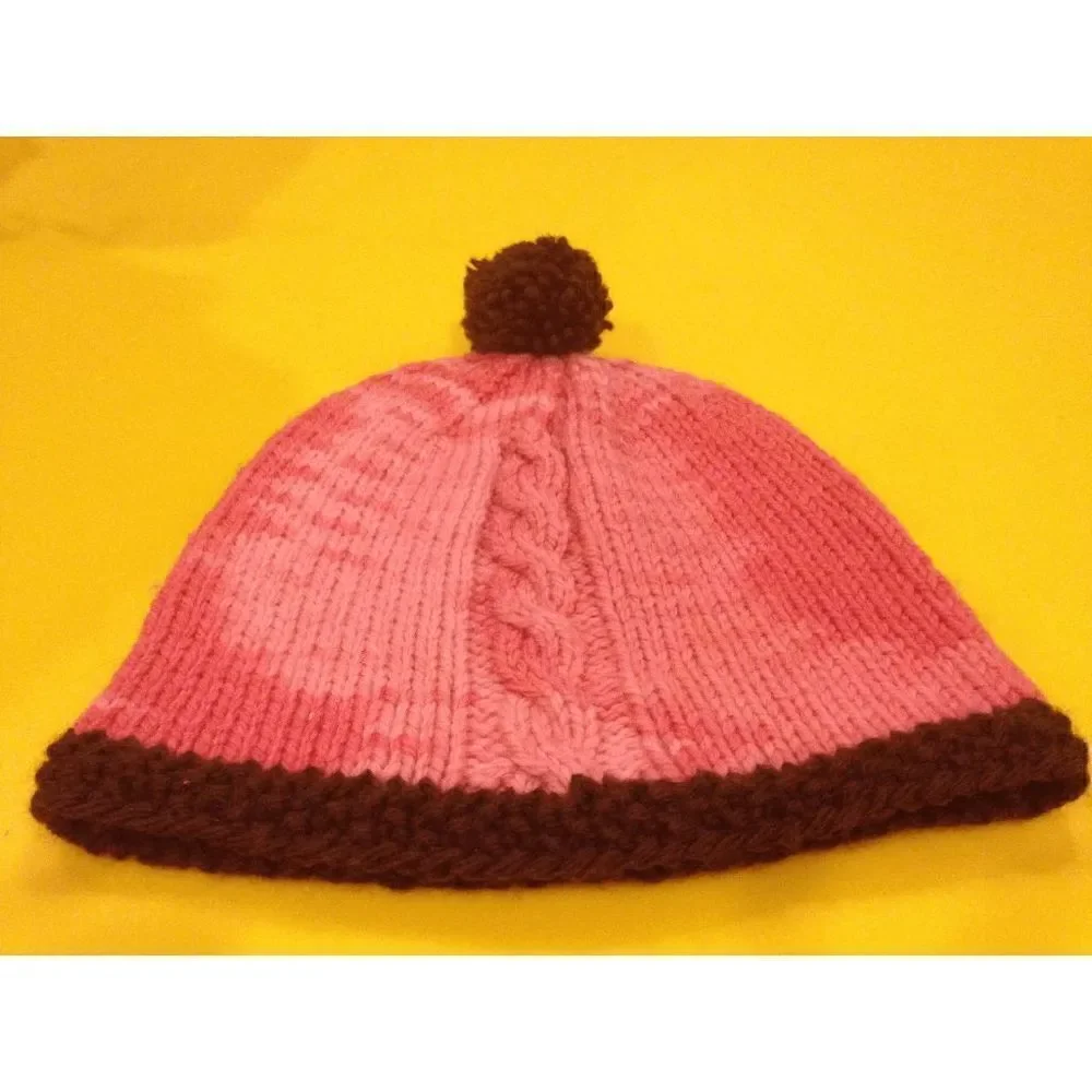 Knoodle Knits Crochet Hand Knit Beanie Baby Newborn Hat Pink Brown One Size